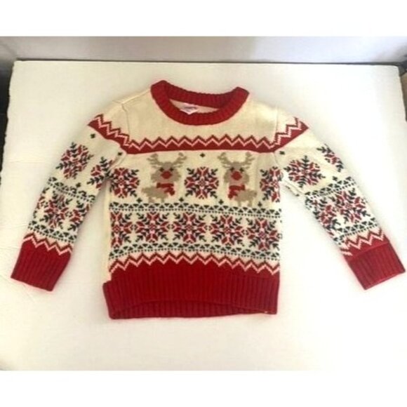 Holiday Time 2T Reindeer & Snowflake Ugly Christmas Sweater Cotton/Acrylic - Picture 1 of 4